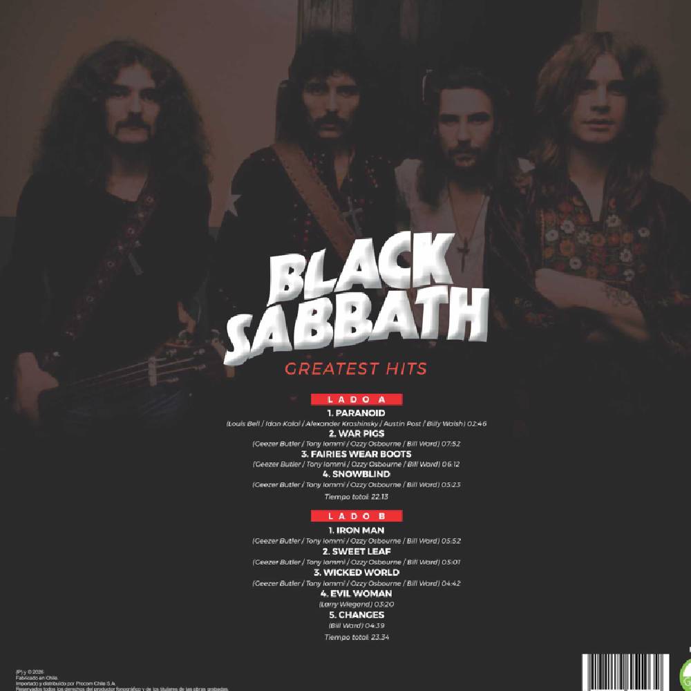 VINILO BLACK SABBATH/ GREATEST HITS (EDICION COLOR) 1LP2