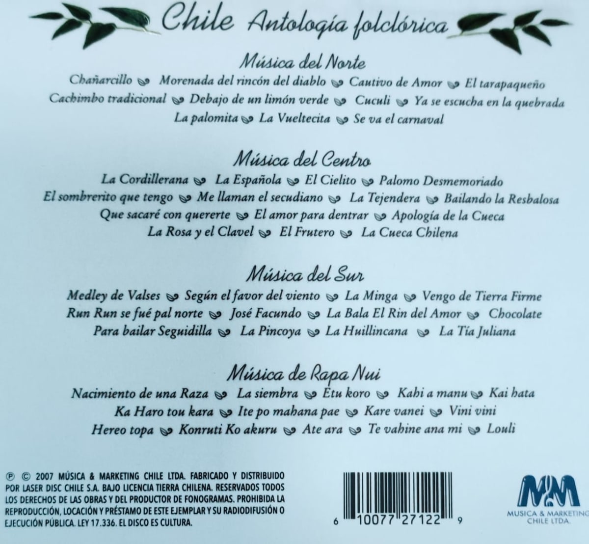 CD CONJUNTO TIERRA CHILENA/ CHILE ANTOLOGIA FOLCLORICA 4CD2