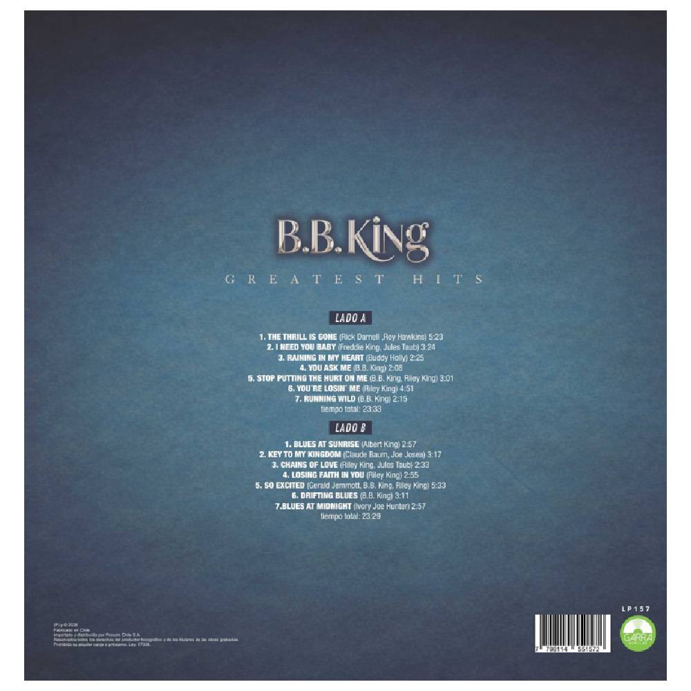 VINILO B.B. KING/ GREATEST HITS (EDICION COLOR) 1LP2