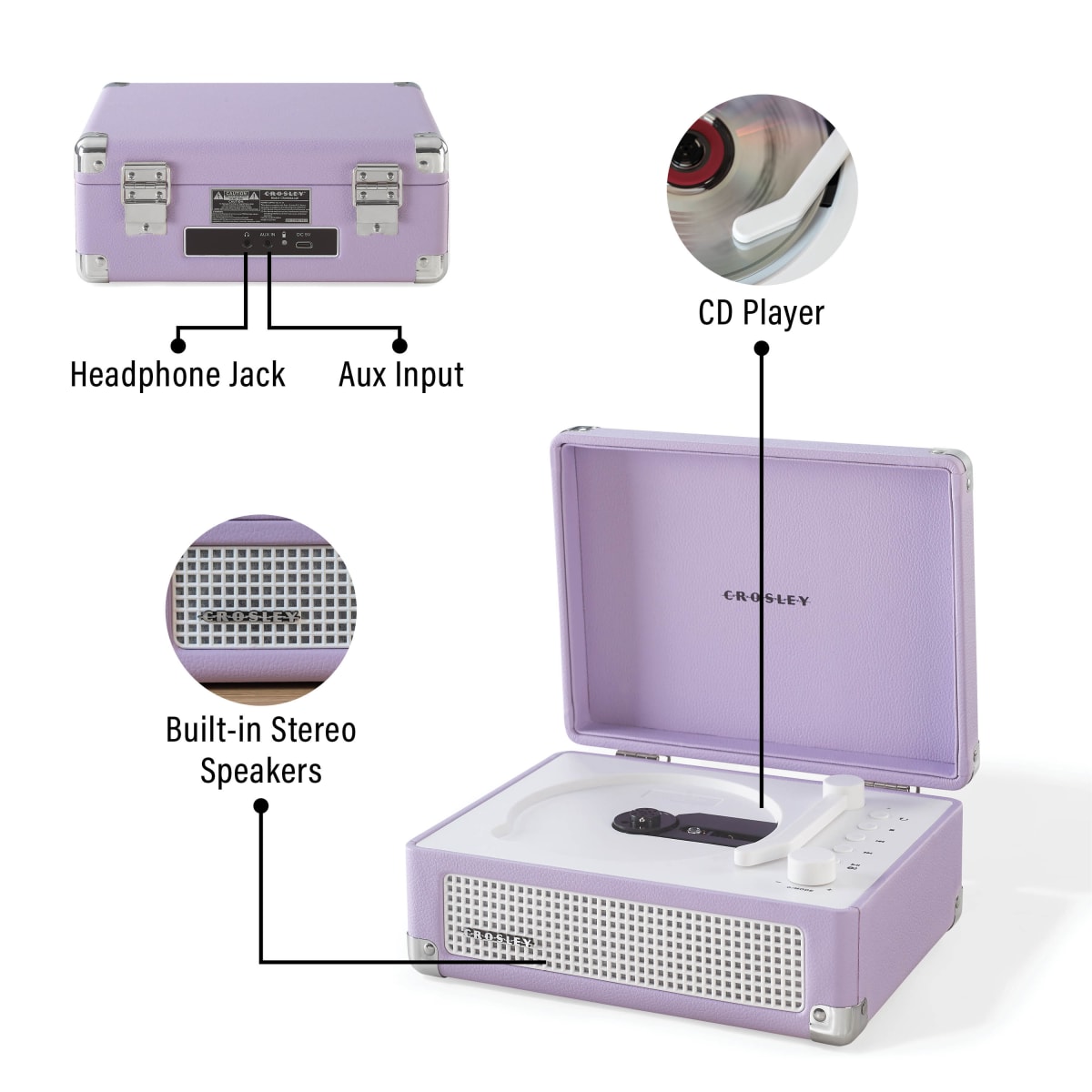 REPRODUCTOR DE CD CROSLEY/ CRUISER CD PLAYER BT LAVANDA3