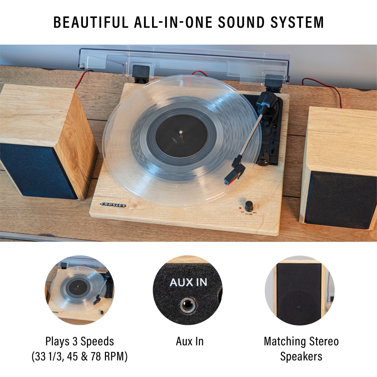 TORNAMESA CROSLEY/ RECORD PLAYER BT BRIO4