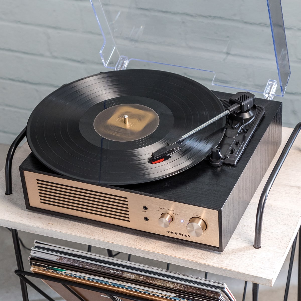 TORNAMESA CROSLEY/ RECORD PLAYER BT MILES BLACK3