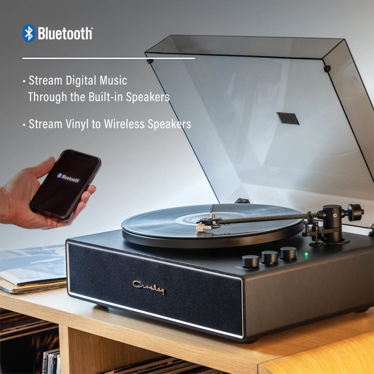 TORNAMESA CROSLEY/ RECORD PLAYER BT STAVE BLACK7