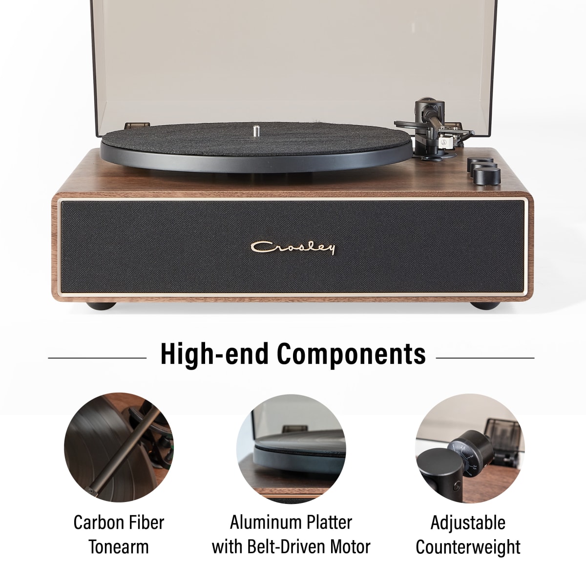 TORNAMESA CROSLEY/ RECORD PLAYER BT STAVE WALNUT7