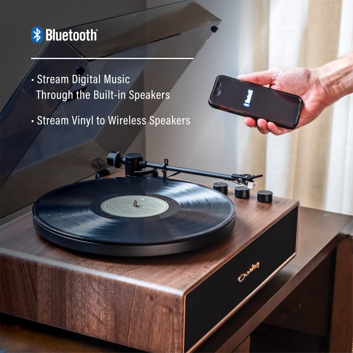 TORNAMESA CROSLEY/ RECORD PLAYER BT STAVE WALNUT4