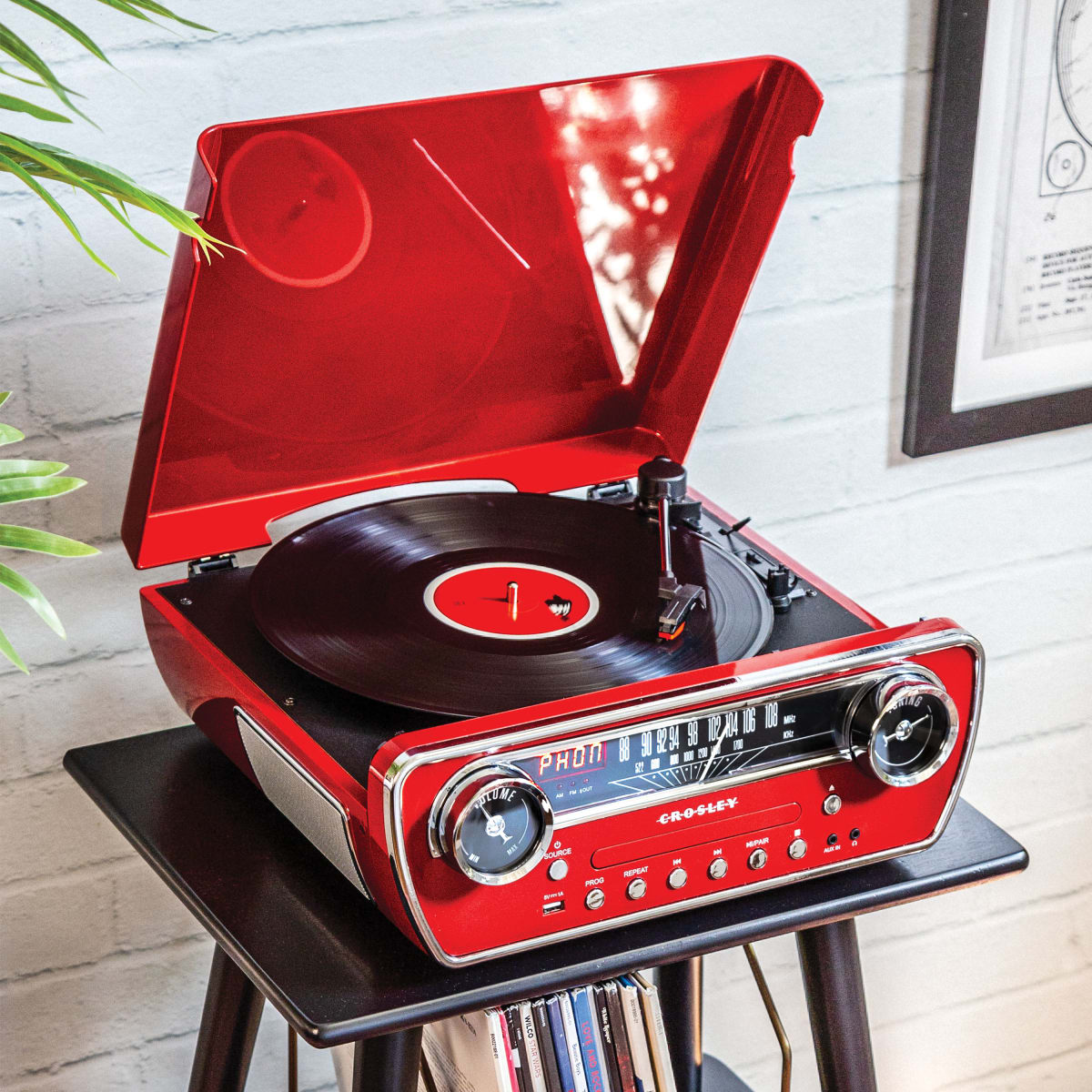 TORNAMESA CROSLEY/ POWEL 7-IN-1 RECORD PLAYER BT RED2