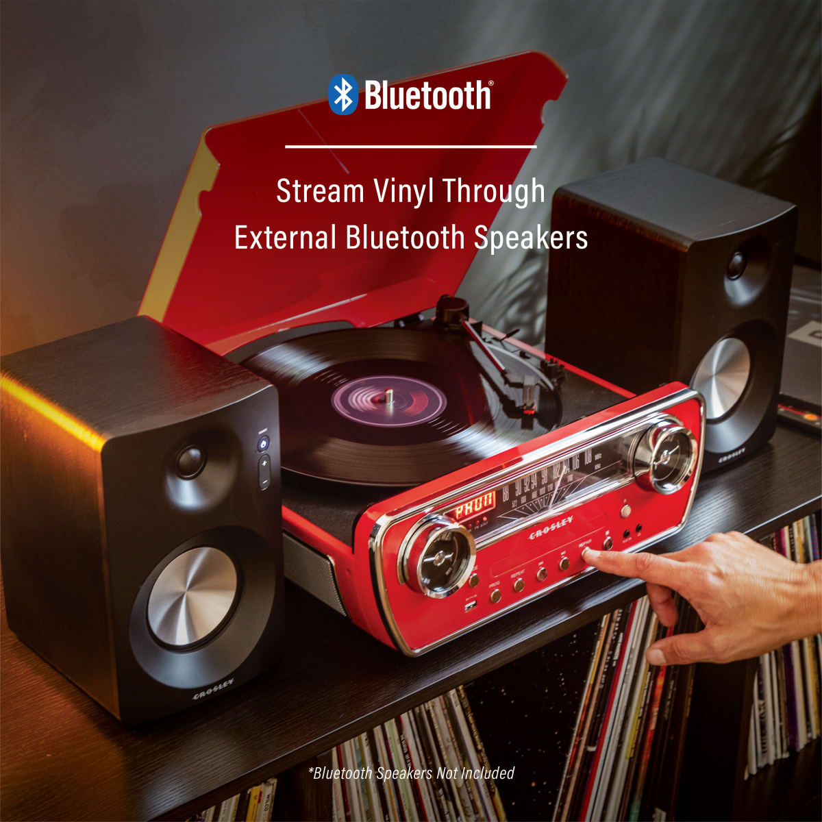 TORNAMESA CROSLEY/ POWEL 7-IN-1 RECORD PLAYER BT RED3