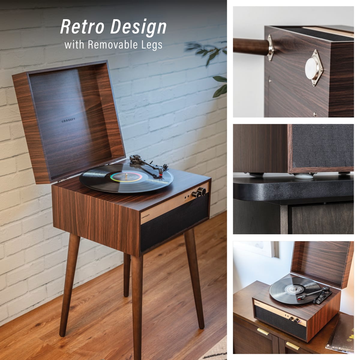 TORNAMESA CROSLEY/ JASPER RECORD PLAYER BT WALNUT14