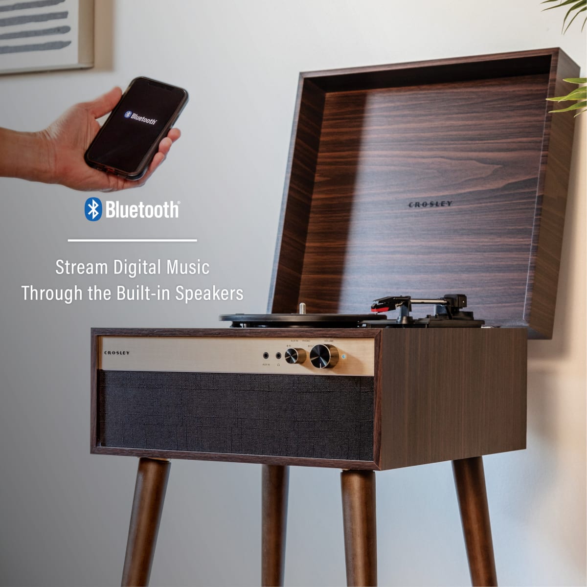 TORNAMESA CROSLEY/ JASPER RECORD PLAYER BT WALNUT13