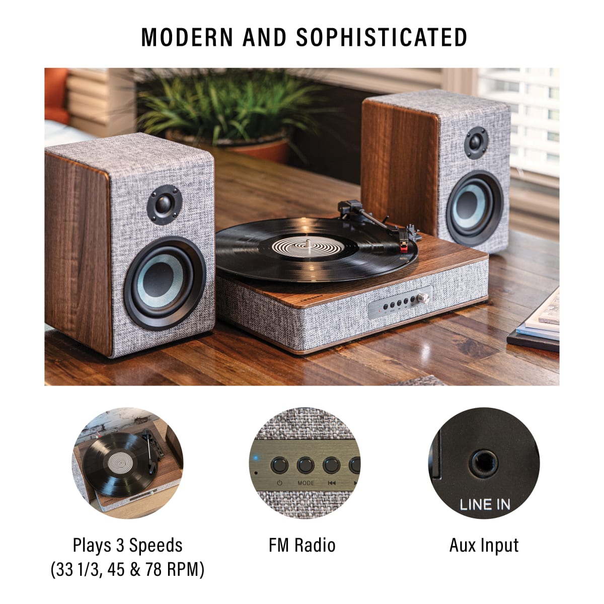 TORNAMESA CROSLEY/ ARIA RECORD PLAYER WITH BT GREY3