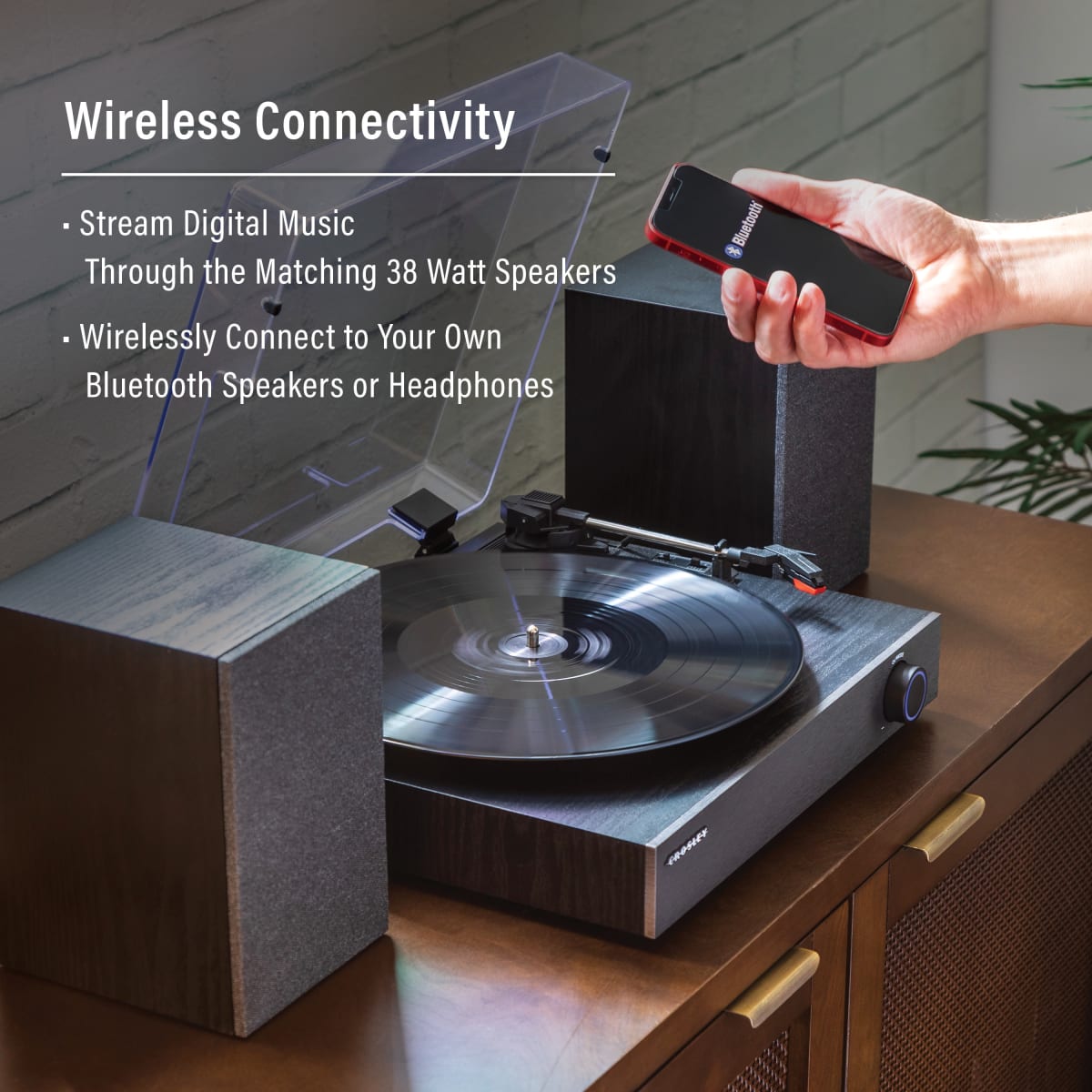 TORNAMESA CROSLEY/ ZANE RECORD PLAYER BT BLACK4