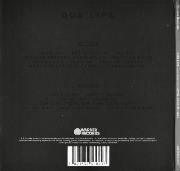 CD DUA LIPA/ LIVE FROM THE ROYAL ALBERT HALL 2CD2