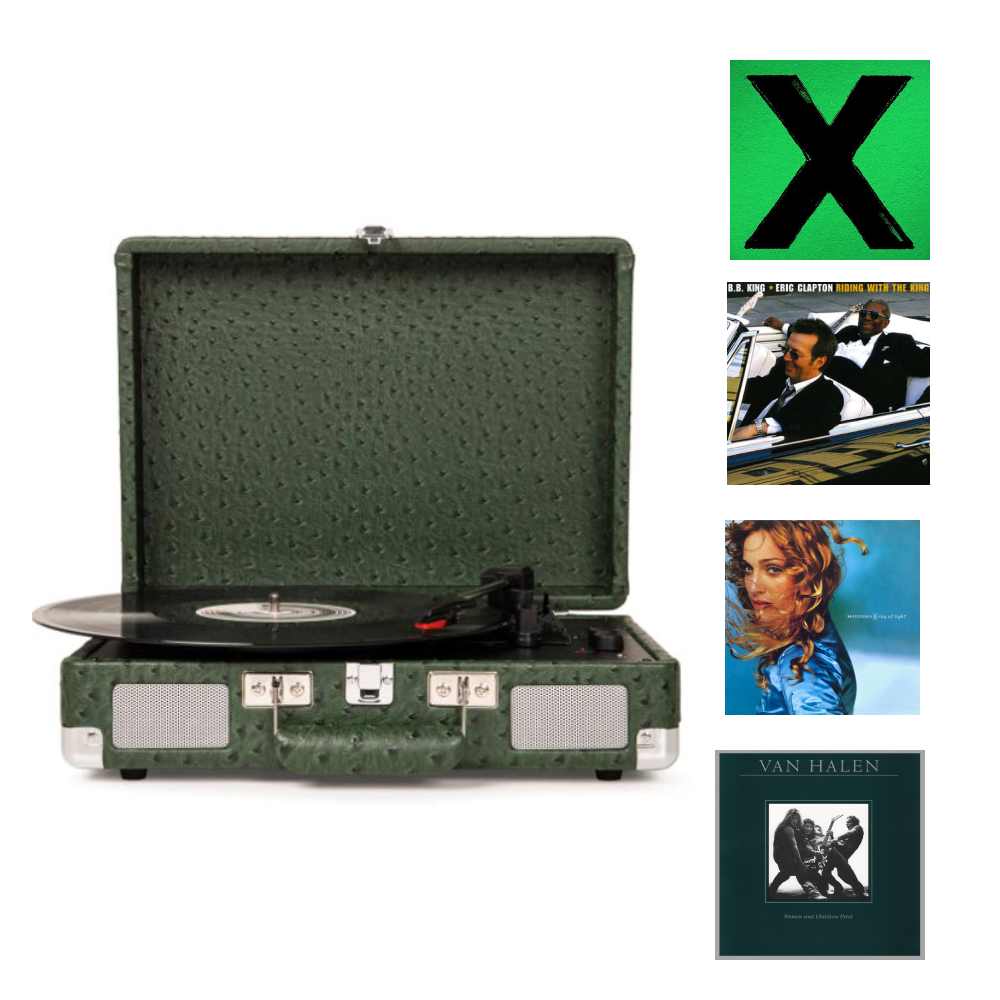 TORNAMESA CROSLEY/ CRUISER DELUXE BT GREEN OSTRICH + 4LP DE REGALO1