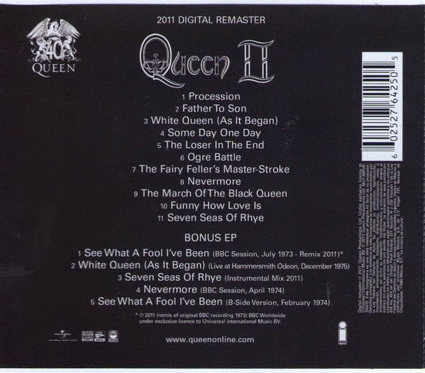 CD QUEEN/ QUEEN II (Deluxe Edition 2011 Remaster) 1CD2