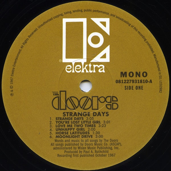 VINILO THE DOORS/ STRANGE DAYS REMASTERED MONO 1LP1