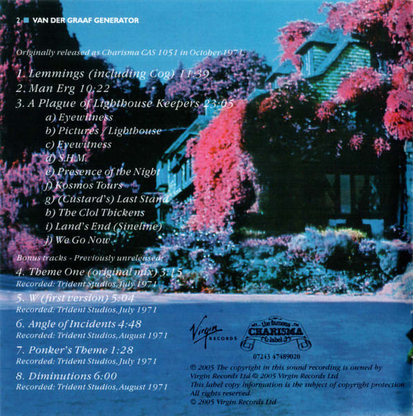 CD VAN DER GRAAF GENERATOR/ PAWN HEARTS 1CD2