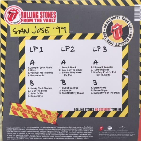 VINILO THE ROLLING STONES/ FROM THE VAULT - NO SECURITY - SAN JOSE '99 3LP2