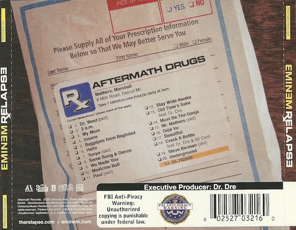 CD EMINEM/ RELAPSE 1CD2