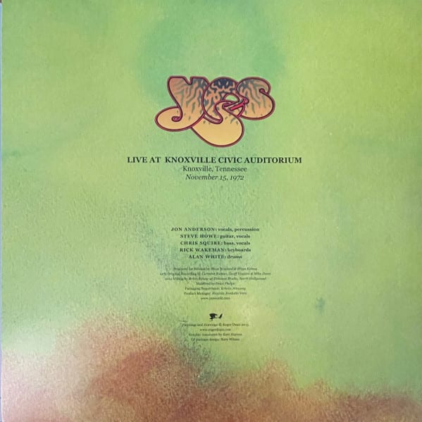 VINILO YES/ LIVE AT KNOXVILLE CIVIC AUDITORIUM KNOXVILLE, TENNESSEE NOVEMBER 15, 1972  3LP1