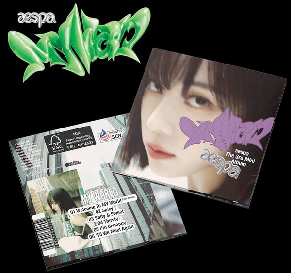 CD AESPA/ MY WORLD - THE 3RD MINI ALBUM PURPLE SMCD295 1CD1