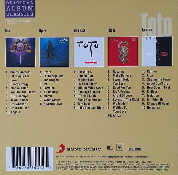 CD TOTO/ ORIGINAL ALBUM CLASSICS 5CD2