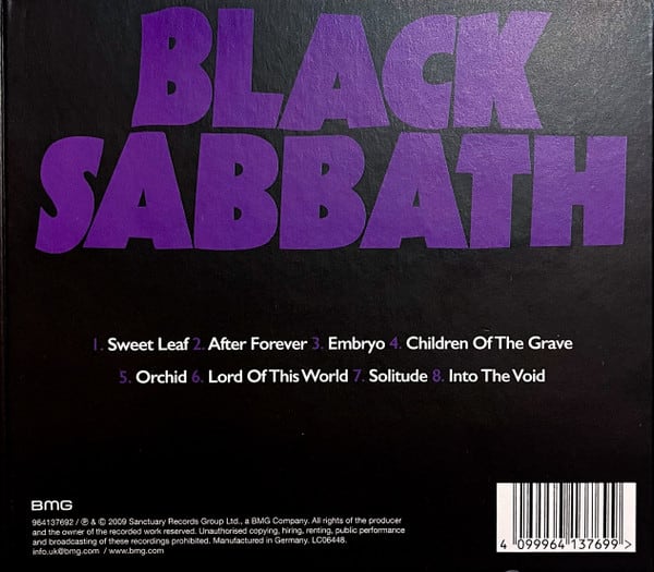 CD BLACK SABBATH/ MASTER OF REALITY 1CD2