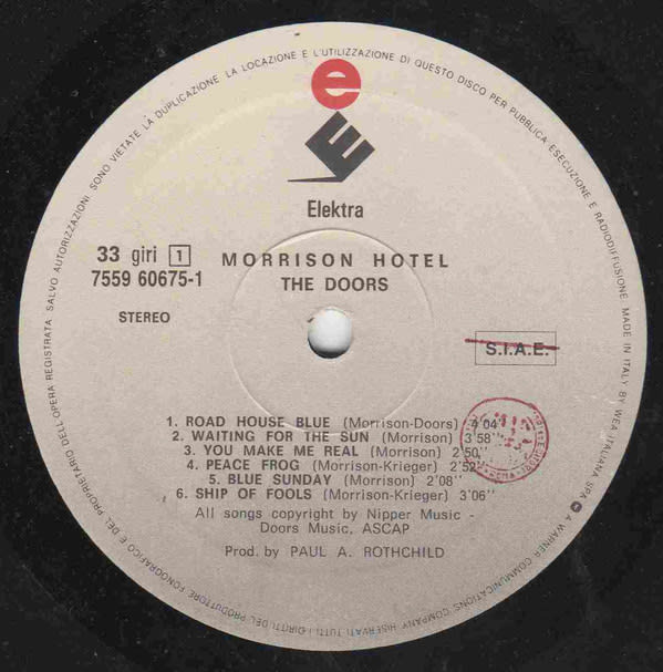 VINILO THE DOORS / MORRISON HOTEL 1LP3