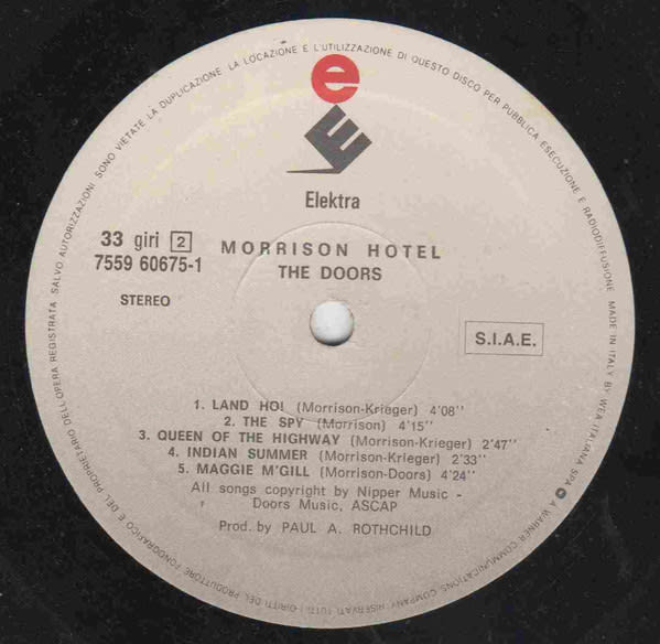 VINILO THE DOORS / MORRISON HOTEL 1LP4