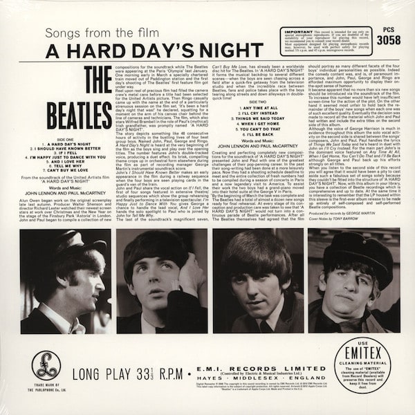 VINILO THE BEATLES/ A HARD DAY'S NIGHT REMASTERED 1LP1