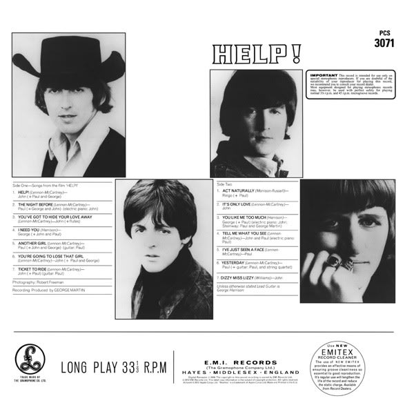 VINILO THE BEATLES/ HELP! REMASTERED STEREO 1LP2