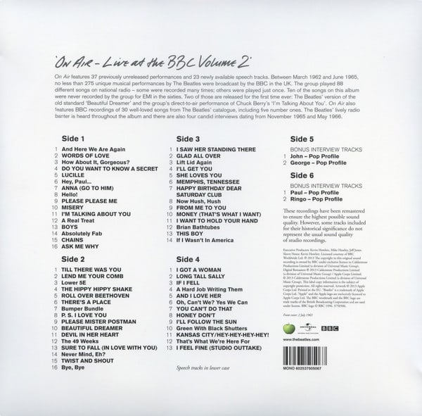 VINILO THE BEATLES/ ON AIR: LIVE AT THE BBC VOL.2 3LP2