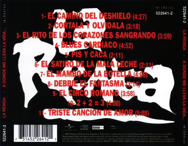 CD LA RENGA/ A DONDE ME LLEVA LA VIDA 1CD2