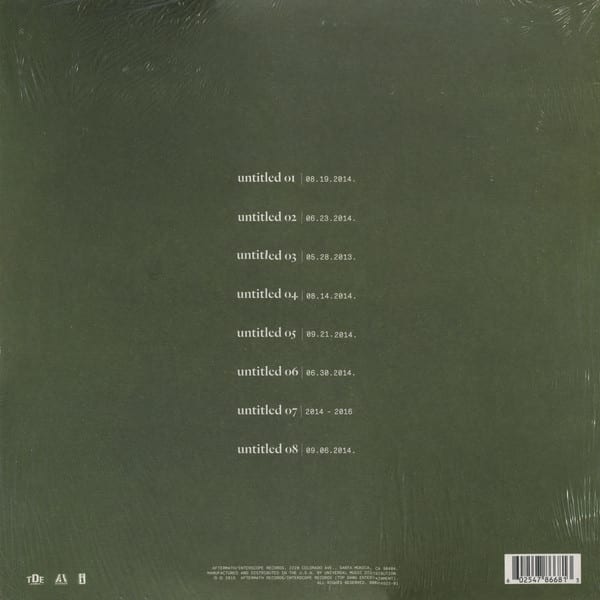 VINILO KENDRICK LAMAR/ UNTITLED UNMASTERED 1LP2