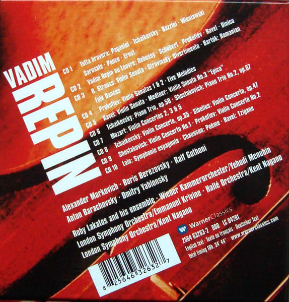 CD VADIM REPIN/ MOZART, BARTOK, TCHAIKOVSKY, SIBELIUS, PROKOFIEV, RAVEL, MEDTNER, CHAUSSON..... 10CD2