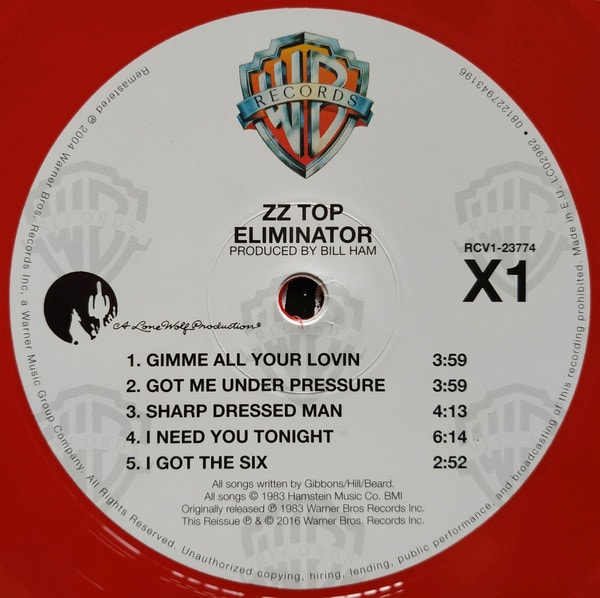 VINILO ZZ TOP / ELIMINATOR EDITION RED VINYL 1LP4