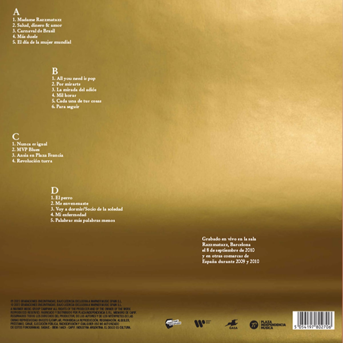 VINILO ANDRES CALAMARO/ RAZZMATAZZ 2LP2