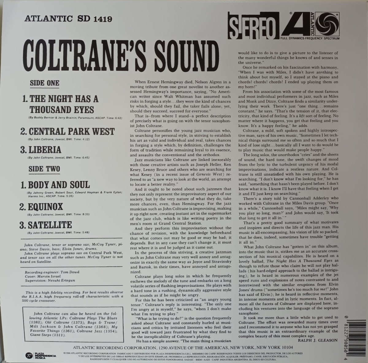 VINILO JOHN COLTRANE/ COLTRANES´S SOUND 1LP2
