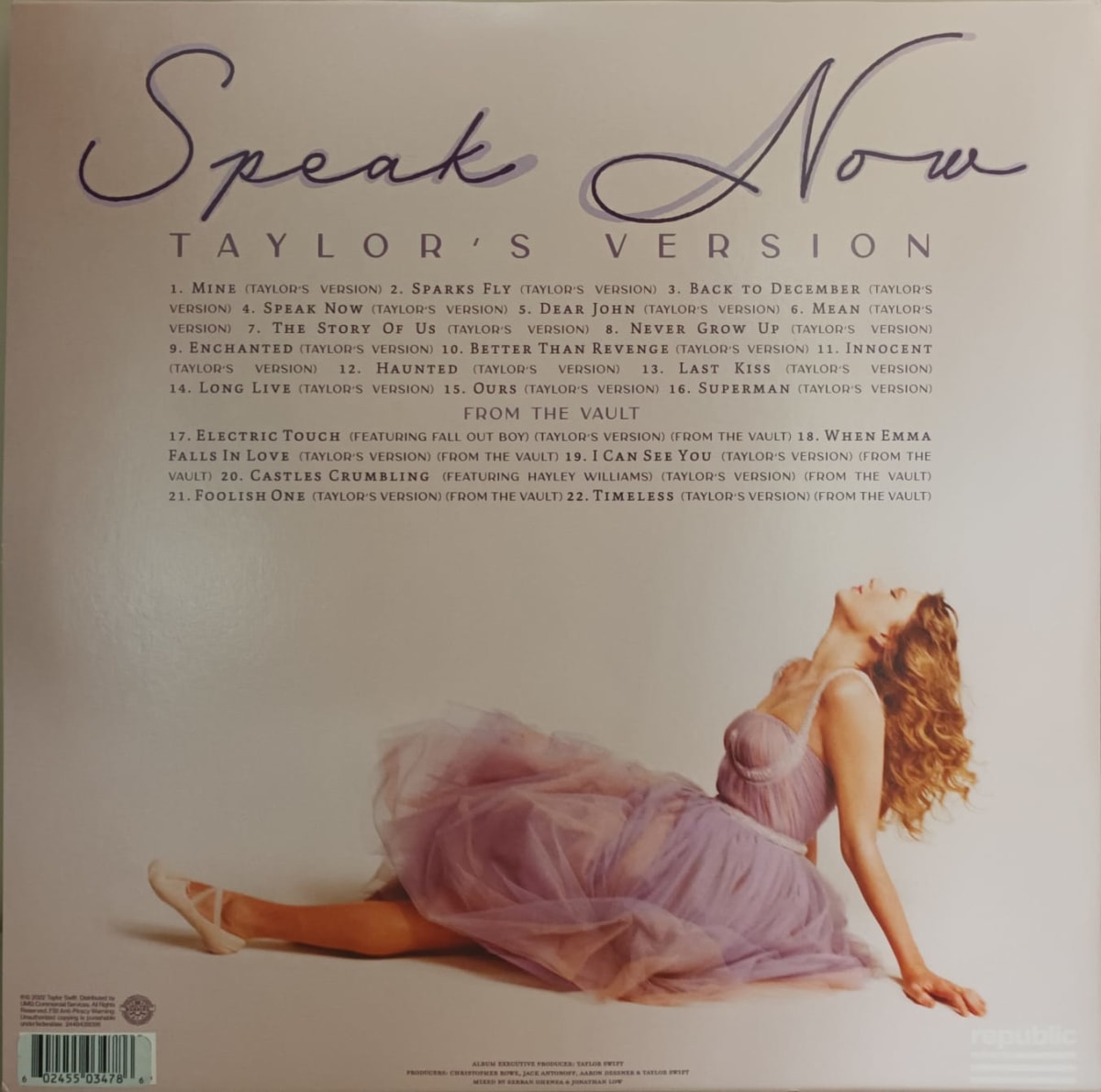 VINILO TAYLOR SWIFT/ SPEAK NOW LILAC MARBLED (TAYLOR VERSION) COLORED VINIL EXCLUSIVE 3LP2