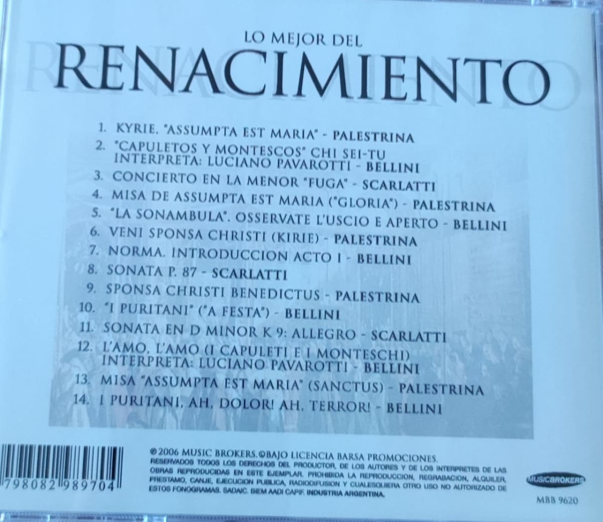 CD VARIOS ARTISTAS/ LO MEJOR DEL RENACIMIENTO 1CD2