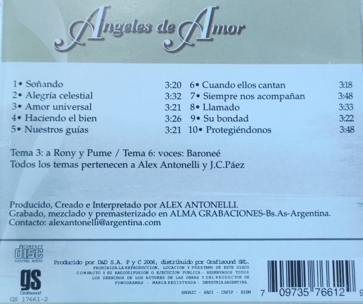 CD ANGELES DE AMOR/ MELODIAS ORIGINALES PARA LA PAZ ESPIRITUAL 1CD2