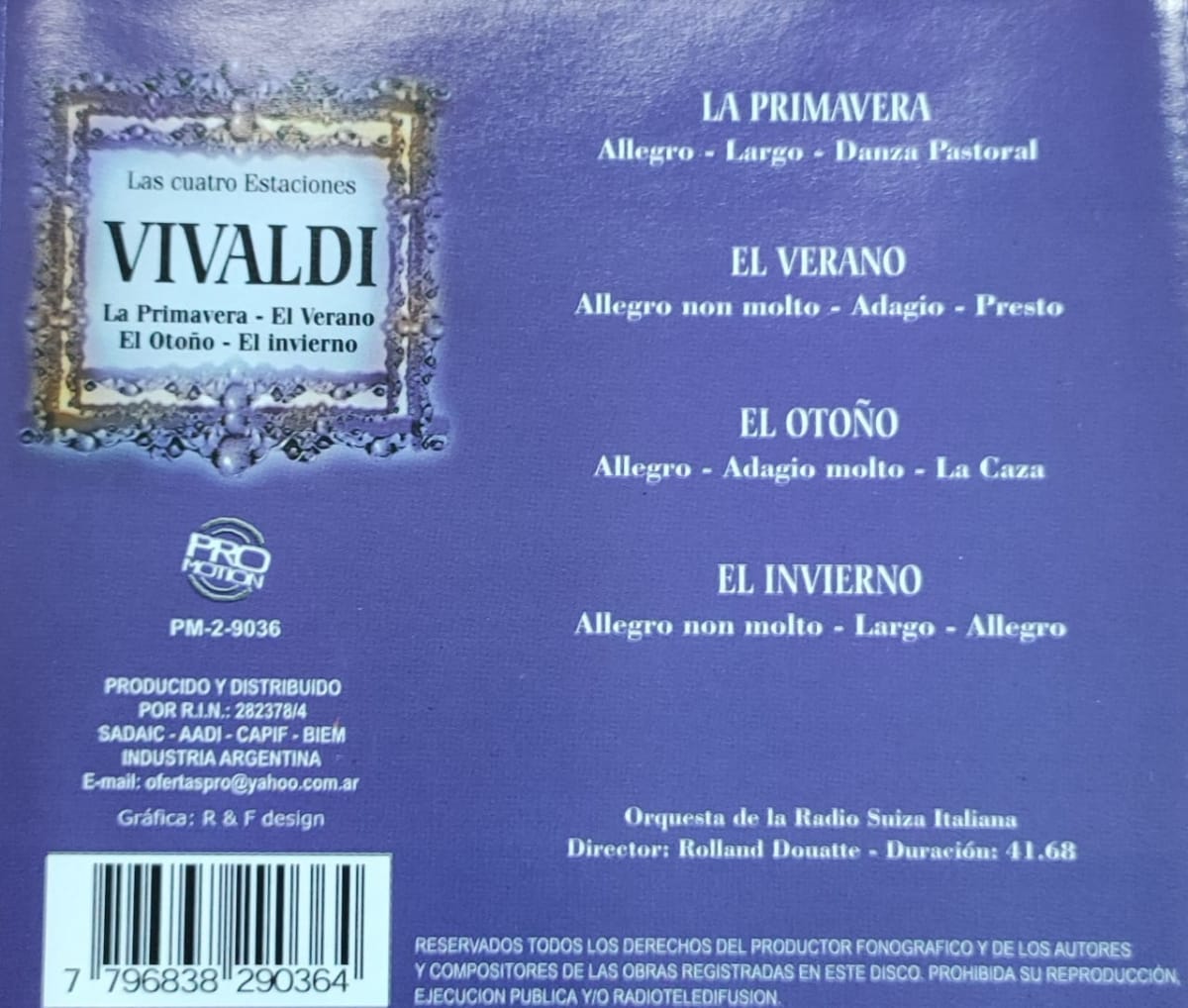 CD VIVALDI/ LAS CUATRO ESTACIONES 1CD1