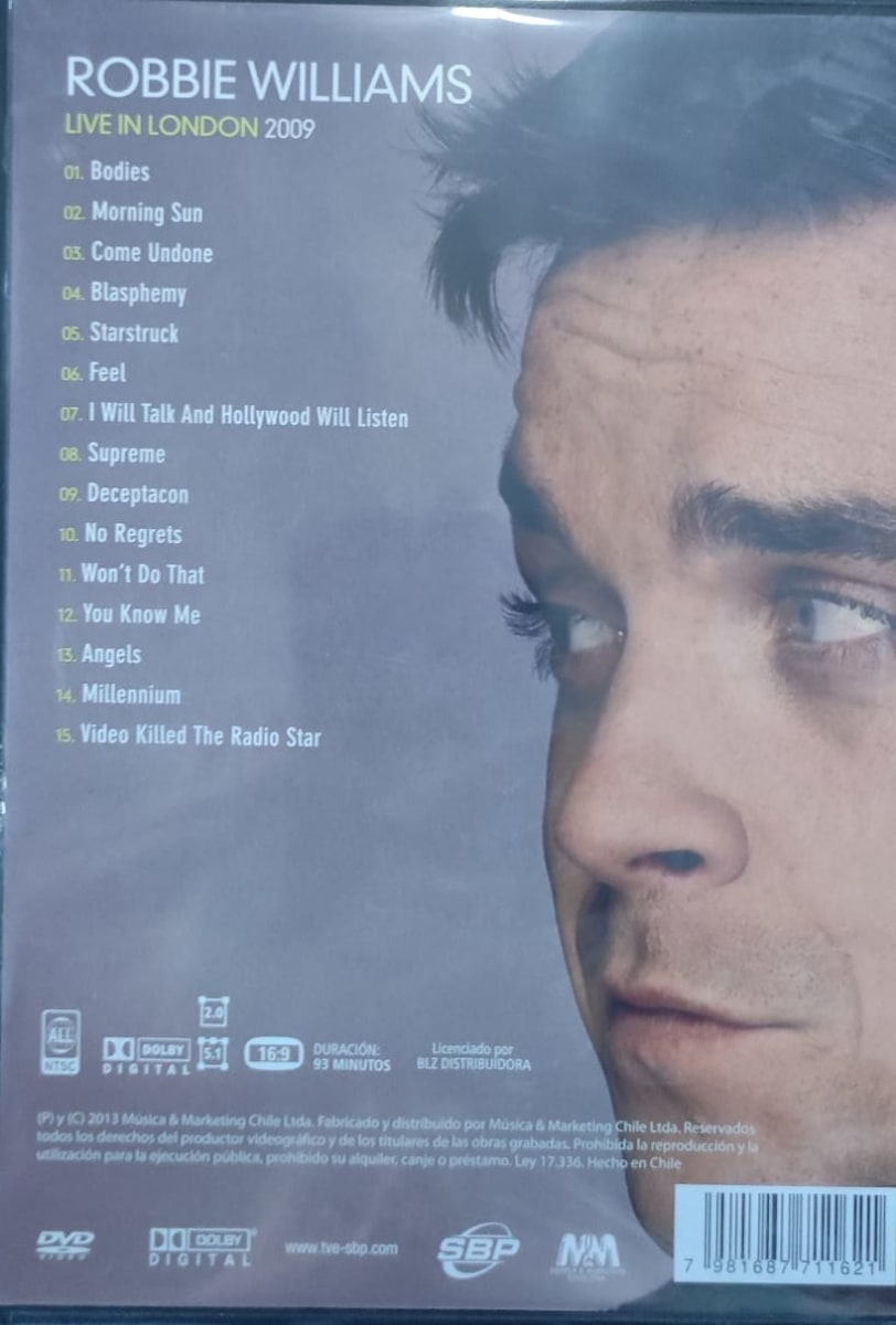 DVD ROBBIE WILLIAMS/ LIVE IN LONDON 2009 1DVD1