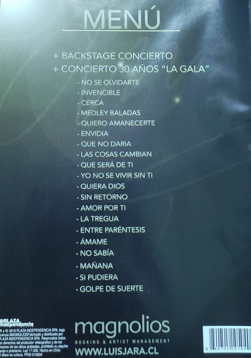 DVD LUIS JARA/ 30 AÑOS LA GALA 1DVD1