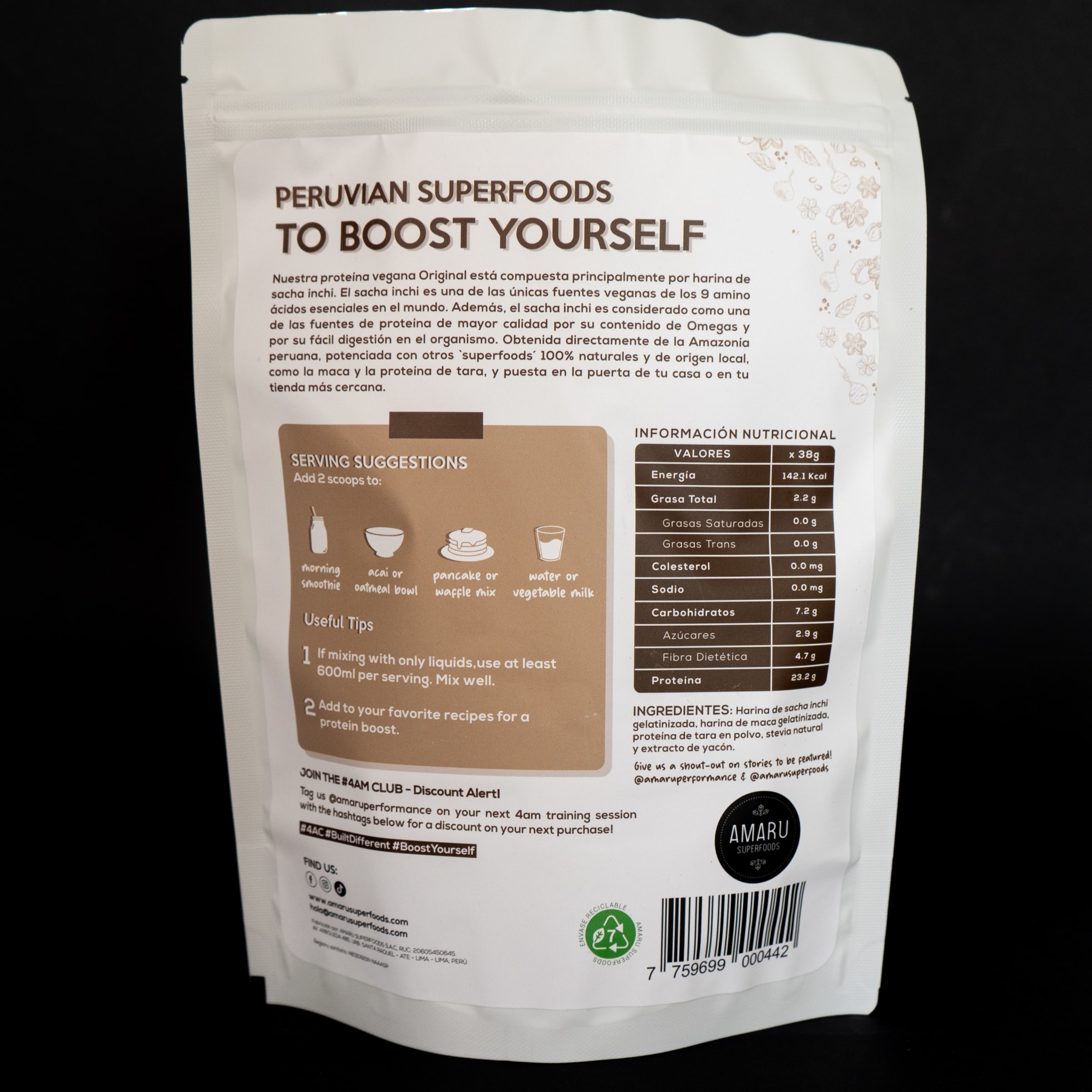 Proteína Vegana Unflavored 500gr Proteína Vegana Unflavored 500gr