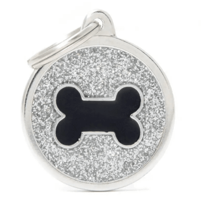 placa my family grey big glitter circle black bone