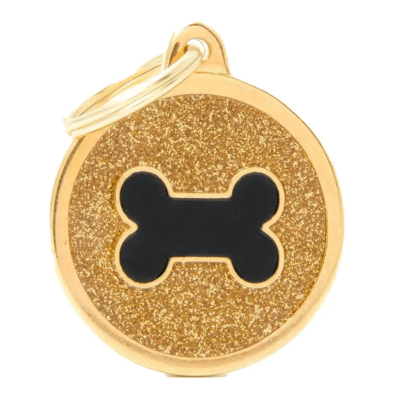 placa my family gold big glitter circle black bone