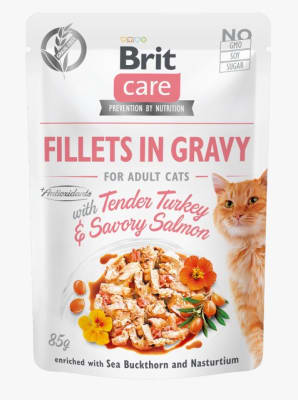 brit care pouch fillets in gravy pavo/salmon