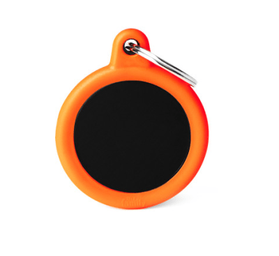placa my family black circle alu orange rubber