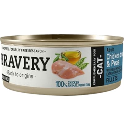 bravery lata gato adulto pollo y guisantes