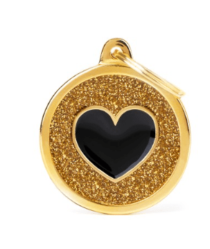 placa my family gold glitter circle heart